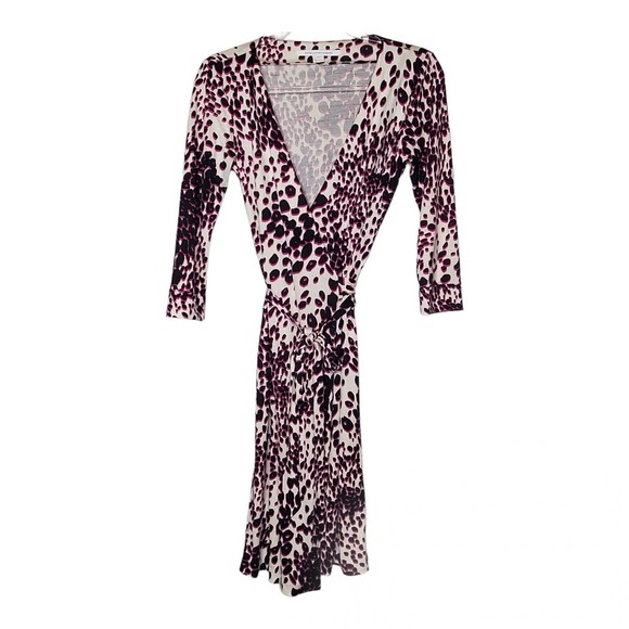 Diane Von Furstenberg Dresses & Skirts - Diane Von Furstenberg DVF Womens Julian Two Jersey Leopard Wrap Dress Size 6